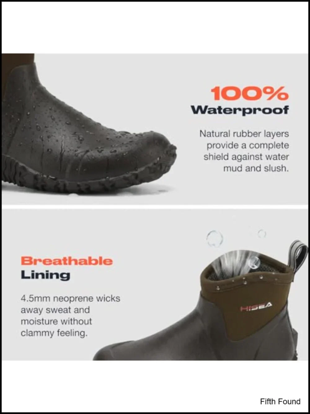 Men's Ankle Rain Boots Waterproof Rubber Neoprene Insulated Slip-On Work Garden